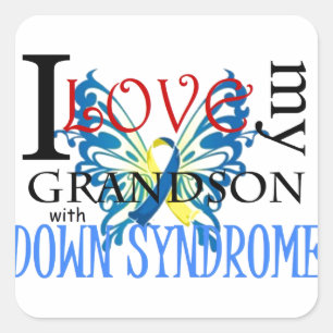 I Love My Grandson with Down Syndrome Square Sticker