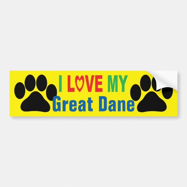I Love My Great Dane Bumper Sticker (Front)