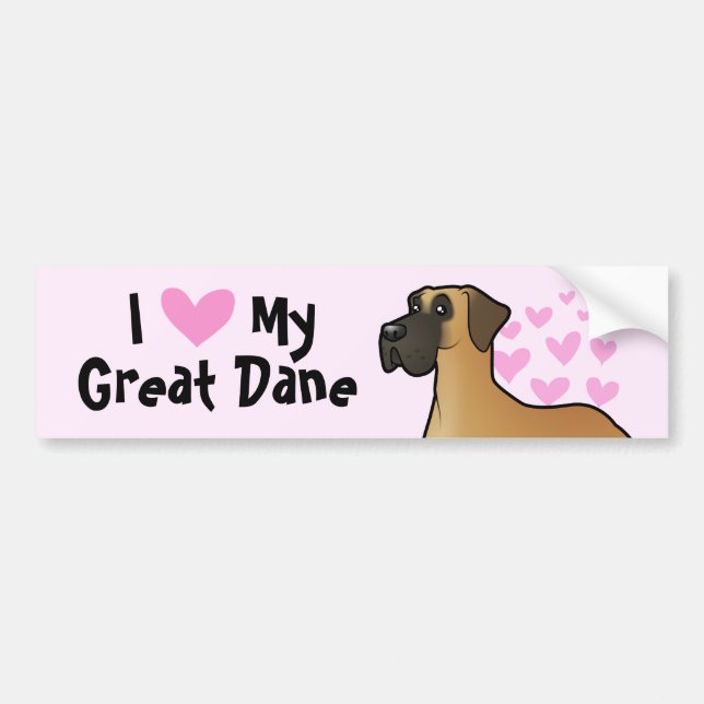I Love My Great Dane Bumper Sticker (Front)