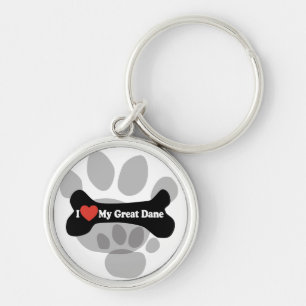 I Love My Great Dane  - Dog Bone Key Ring