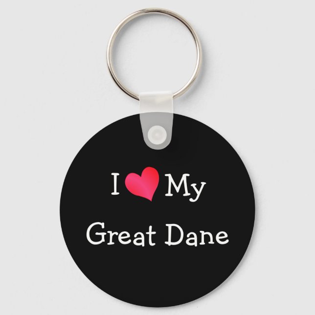 I Love My Great Dane Key Ring (Front)