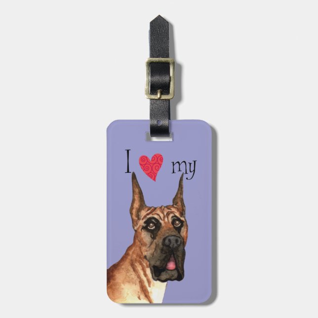 I Love my Great Dane Luggage Tag (Front Vertical)