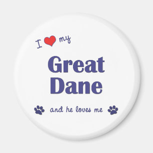 I Love My Great Dane (Male Dog) Magnet