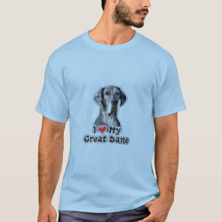 I Love My Great Dane Saddle T Shirt
