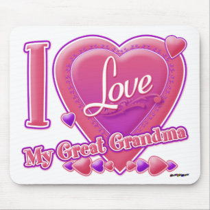 I Love My Great Grandma pink/purple - heart Mouse Mat