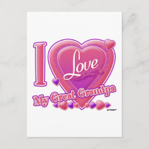 I Love My Great Grandpa pink/purple - heart Postcard