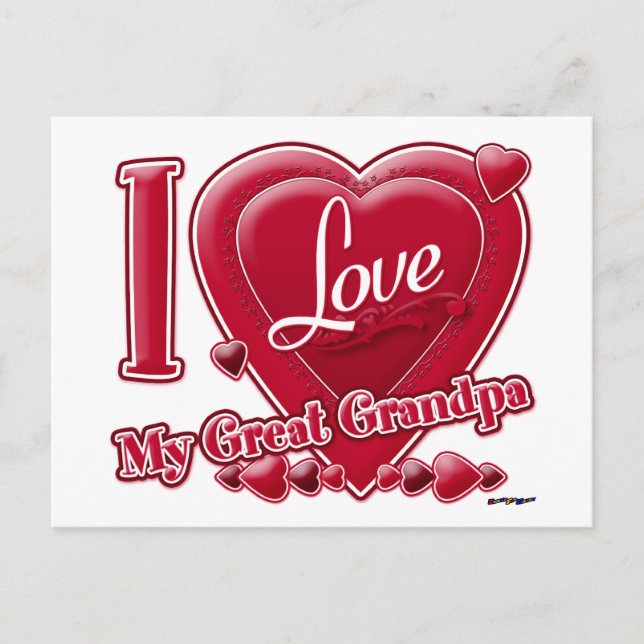 I Love My Great Grandpa red - heart Postcard (Front)