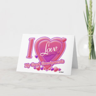 I Love My Great Grandparents pink/purple - heart Card