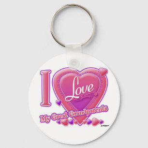 I Love My Great Grandparents pink/purple - heart Key Ring