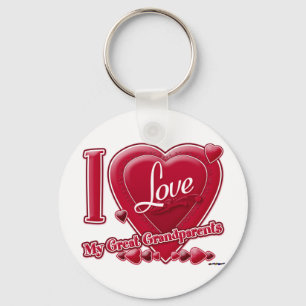 I Love My Great Grandparents red - heart Key Ring