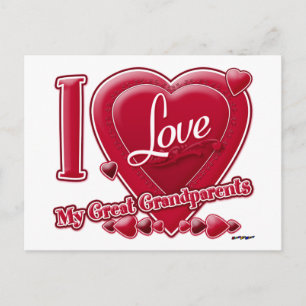 I Love My Great Grandparents red - heart Postcard