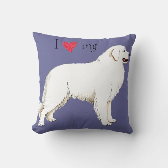 I Love my Great Pyrenees Cushion (Front)