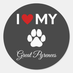 I love my Great Pyrenees dog custom text Classic Round Sticker