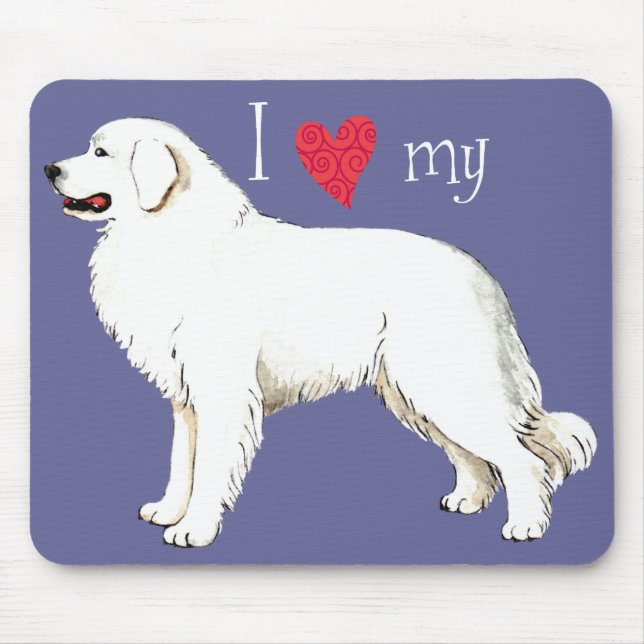 I Love my Great Pyrenees Mouse Mat (Front)