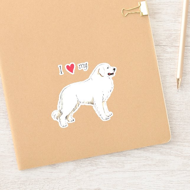 I Love my Great Pyrenees Vinyl Sticker (Notebook)