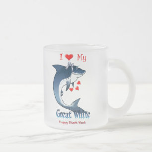 I Love My GREAT WHITE Shark Shirts Frosted Glass Coffee Mug