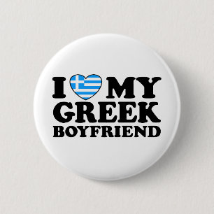 I Love My Greek Boyfriend 6 Cm Round Badge