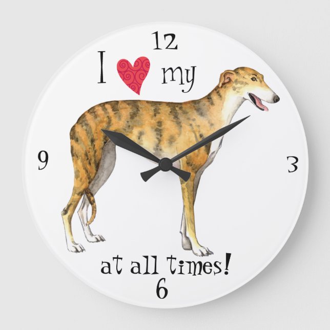I Love my Greyhound Large Clock (Front)