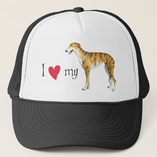 I Love my Greyhound Trucker Hat (Front)