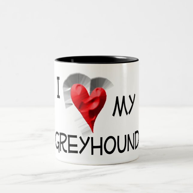 I Love My Greyhound Two-Tone Coffee Mug (Center)