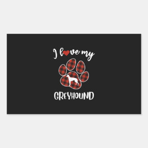 i love my greyhound valentine dog lover rectangular sticker