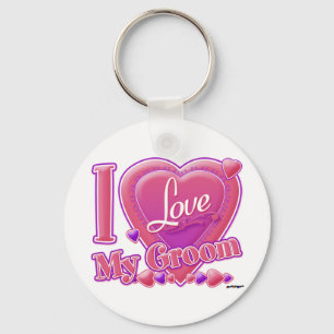 I Love My Groom pink/purple - heart Key Ring