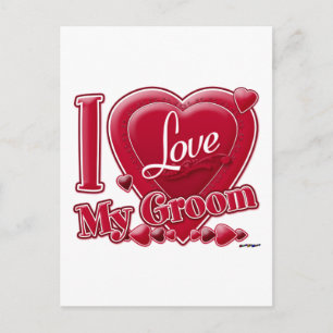 I Love My Groom red - heart Postcard