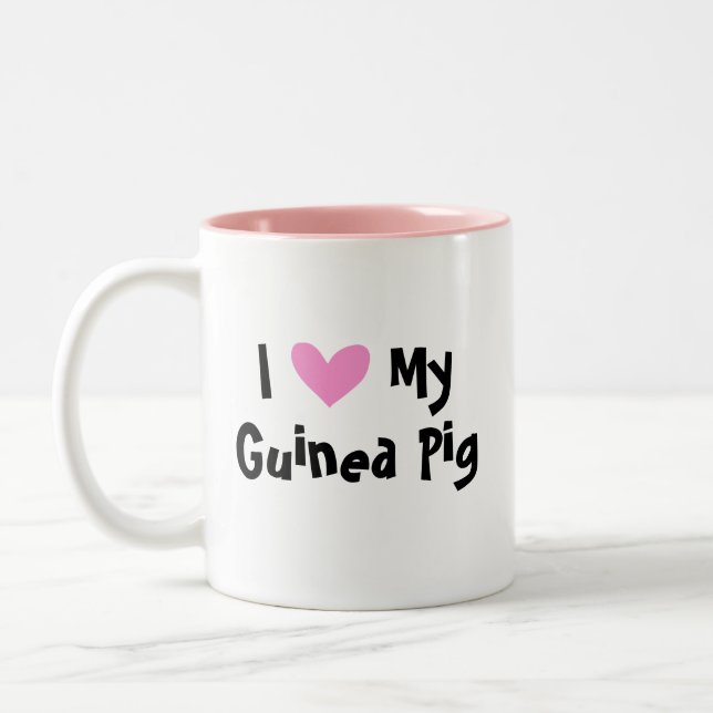 I Love My Guinea Pig / Cavy (smooth hair) Two-Tone Coffee Mug (Left)