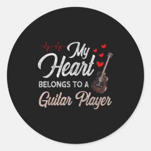 I Love My Guitar Player Husband Wife Gifts Valenti Classic Round Sticker