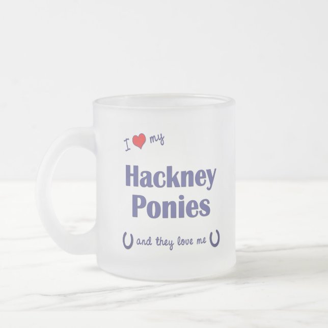 I Love My Hackney Ponies (Multiple Ponies) Frosted Glass Coffee Mug (Left)