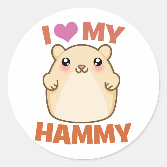 I Love My Hammy Classic Round Sticker (Front)