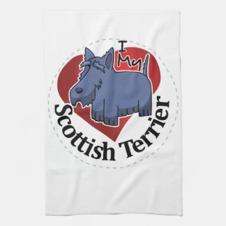 I Love My Happy Adorable Funny & Cute Scottish Ter Tea Towel