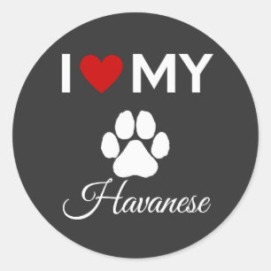 I love my Havanese dog custom text Classic Round Sticker