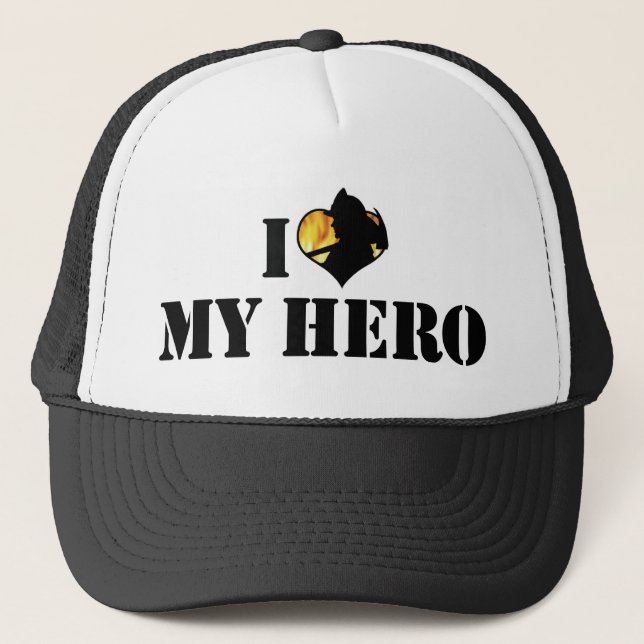 I Love My Hero Trucker Hat (Front)