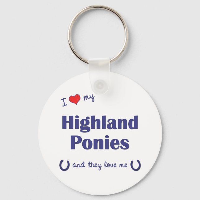 I Love My Highland Ponies (Multiple Ponies) Key Ring (Front)