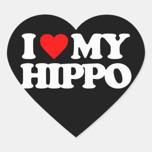 I LOVE MY HIPPO HEART STICKER