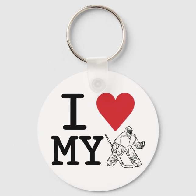 I Love My Hockey Goalie Key Ring (Front)