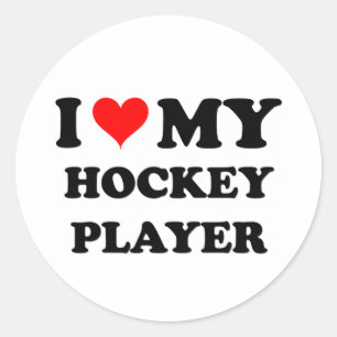 I Love My Hockey Player Classic Round Sticker