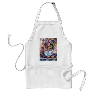 I Love My Home apron with Asters & Fruits