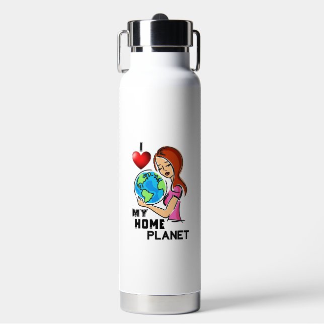 I Love My Home Planet 22 World Mother Earth Day Water Bottle (Front)