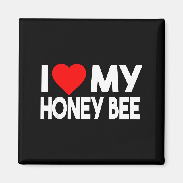 I Love My Honey Bee Shirt, Funny Animal Couple Mat Magnet (Front)