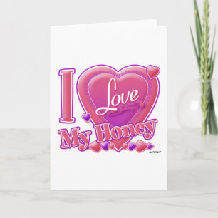 I Love My Honey pink/purple - heart Card