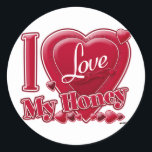 I Love My Honey red - heart Classic Round Sticker<br><div class="desc">I Love My Honey red - heart</div>