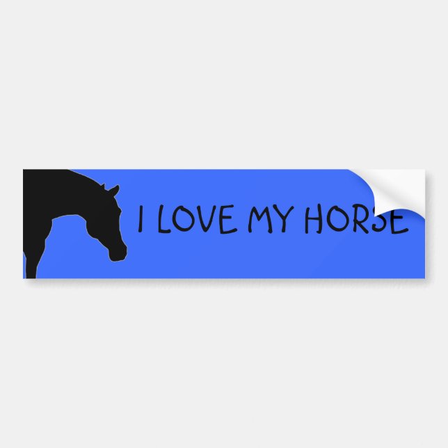 "I LOVE MY HORSE" blue bumper sticker (Front)
