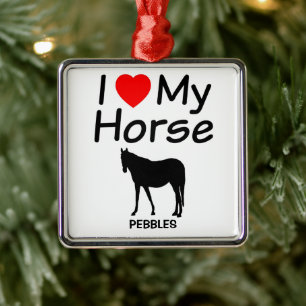 I Love My Horse Silhouette Metal Tree Decoration
