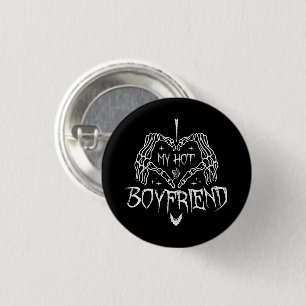 I Love My Hot Boyfriend Halloween Skeleton Funny 3 Cm Round Badge
