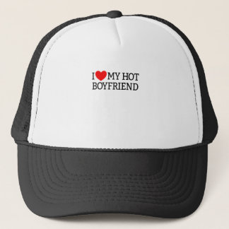 I Love My Hot Boyfriend Red Heart My Hot Boyfriend Trucker Hat
