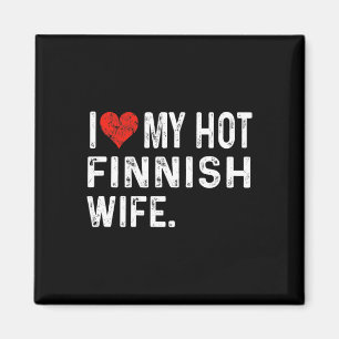 I Love My Hot Finnish Wife - Distressed Heart - Fi Magnet
