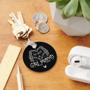 I Love My Hot Girlfriend Halloween Skeleton Funny Key Ring