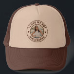 I Love My Hot Girlfriend Personalised Tan Trucker Hat<br><div class="desc">Tan and Brown Personalised "I Love my Hot Girlfriend" custom text and photo trucker hat where you can create your own "I love my girlfriend" hat. Colours and fonts can be edited, just use the Design Tool for full design control. This style is perfect for a simple, minimal, more understated...</div>